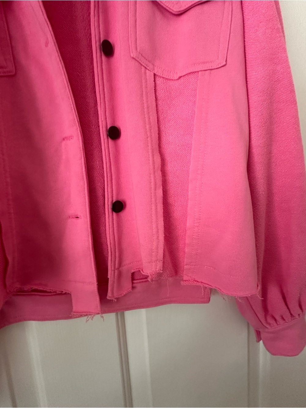 Pol Bubblegum Pink Distressed Crop Jacket - Picture 4 of 10